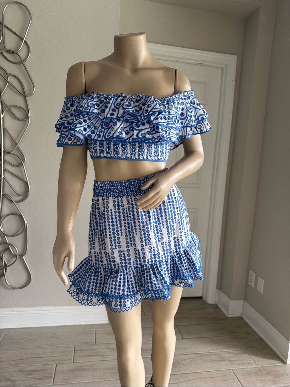 Charo Ruiz Ibiza Menorca Blue and White Mini Skirt & Clara Top Skirt Set
